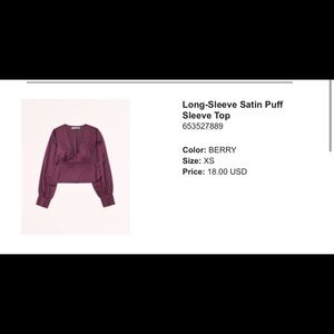 Abercrombie & Fitch Berry V-Neck Satin Top